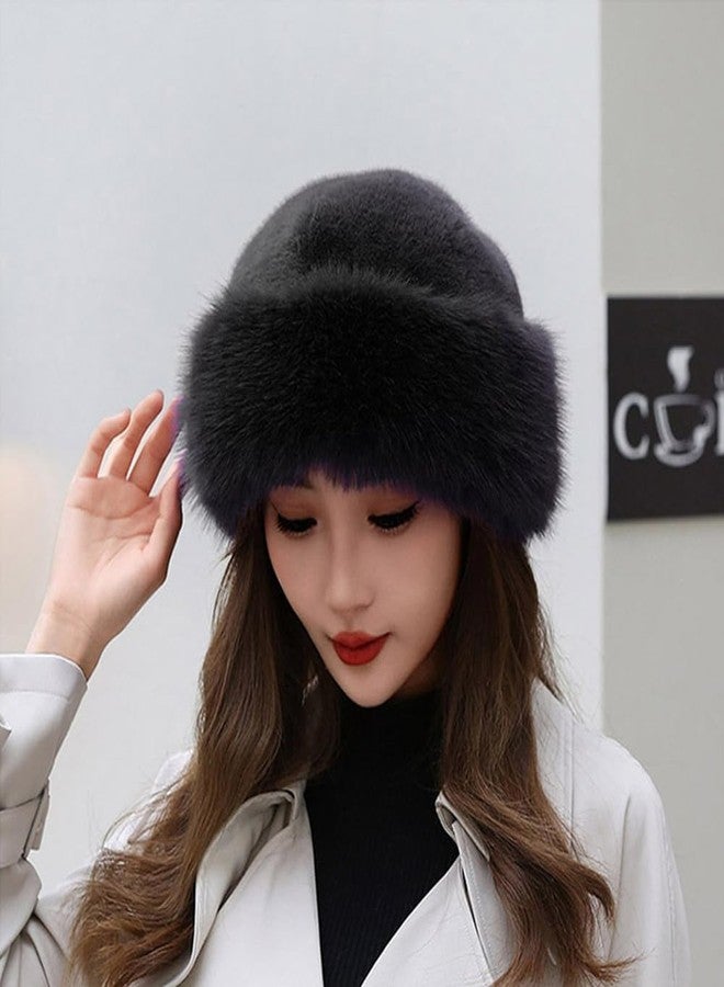 BSYLOO Thickened Faux Fur Warm Hat, Luxurious Women’s Faux Mink Mongolian Hat, Versatile New Winter Beret for Women Girls Black - Image 5