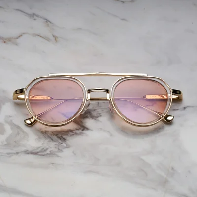 Explicit Poets Explicit Poets Unisex Tex Gold & Clear-Gradient Gold Stylish Sunglasses, A20EP4