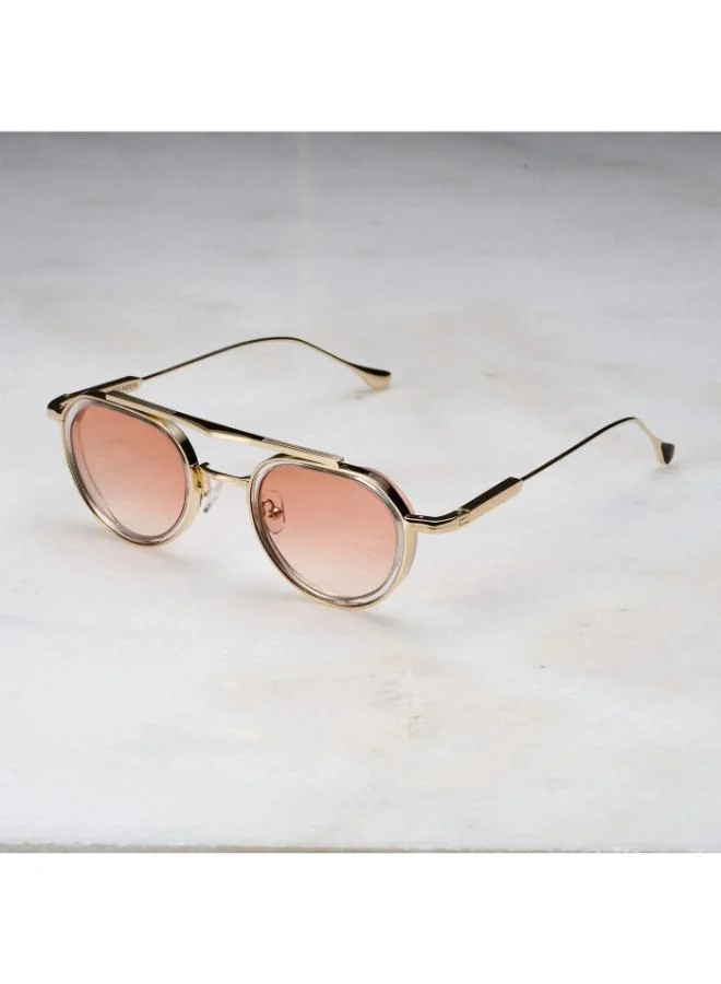 Explicit Poets Explicit Poets Unisex Tex Gold & Clear-Gradient Gold Stylish Sunglasses, A20EP4