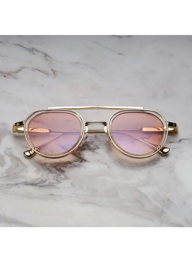 Explicit Poets Explicit Poets Unisex Tex Gold & Clear-Gradient Gold Stylish Sunglasses, A20EP4