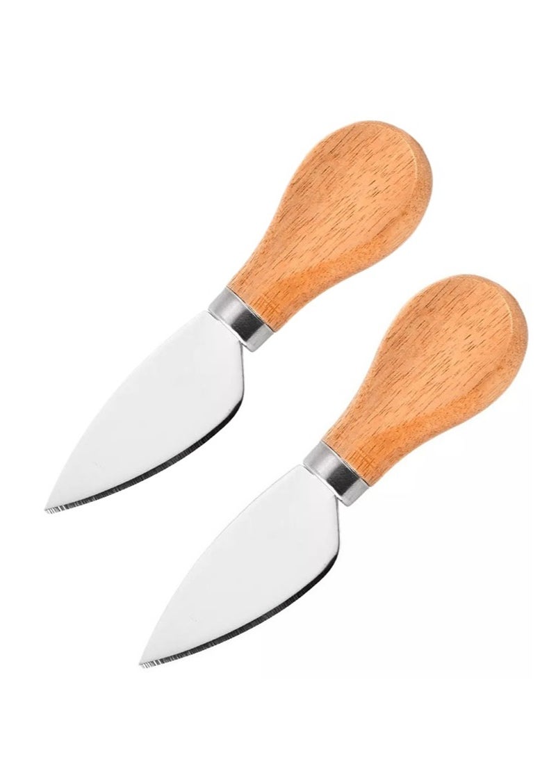 Generic - 2-Piece Heart Shape Cheese Knife With Wooden Handle Silver/Brown - Image 1