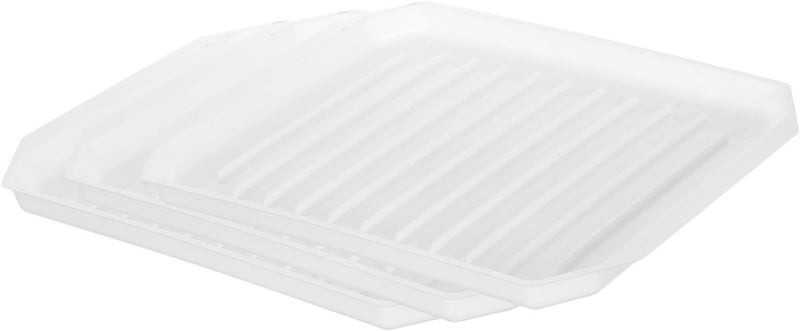 Microwavable Bacon Tray Set 3pcs Medium White Nonstick Microwave Bacon Cooker Pan and Vegetable Cooking Dishwasher Safe - Image 1