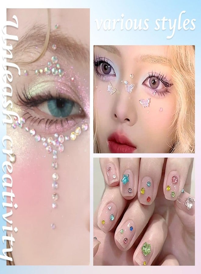 ماي كرييت ملصقات أحجار الوجه من MAYCREATE®، ملصقات جواهر للشعر والوجه والعين، ملصقات أحجار الراين ذاتية اللصق، إكسسوارات حفلات الرقص للأطفال والنساء - Image 3