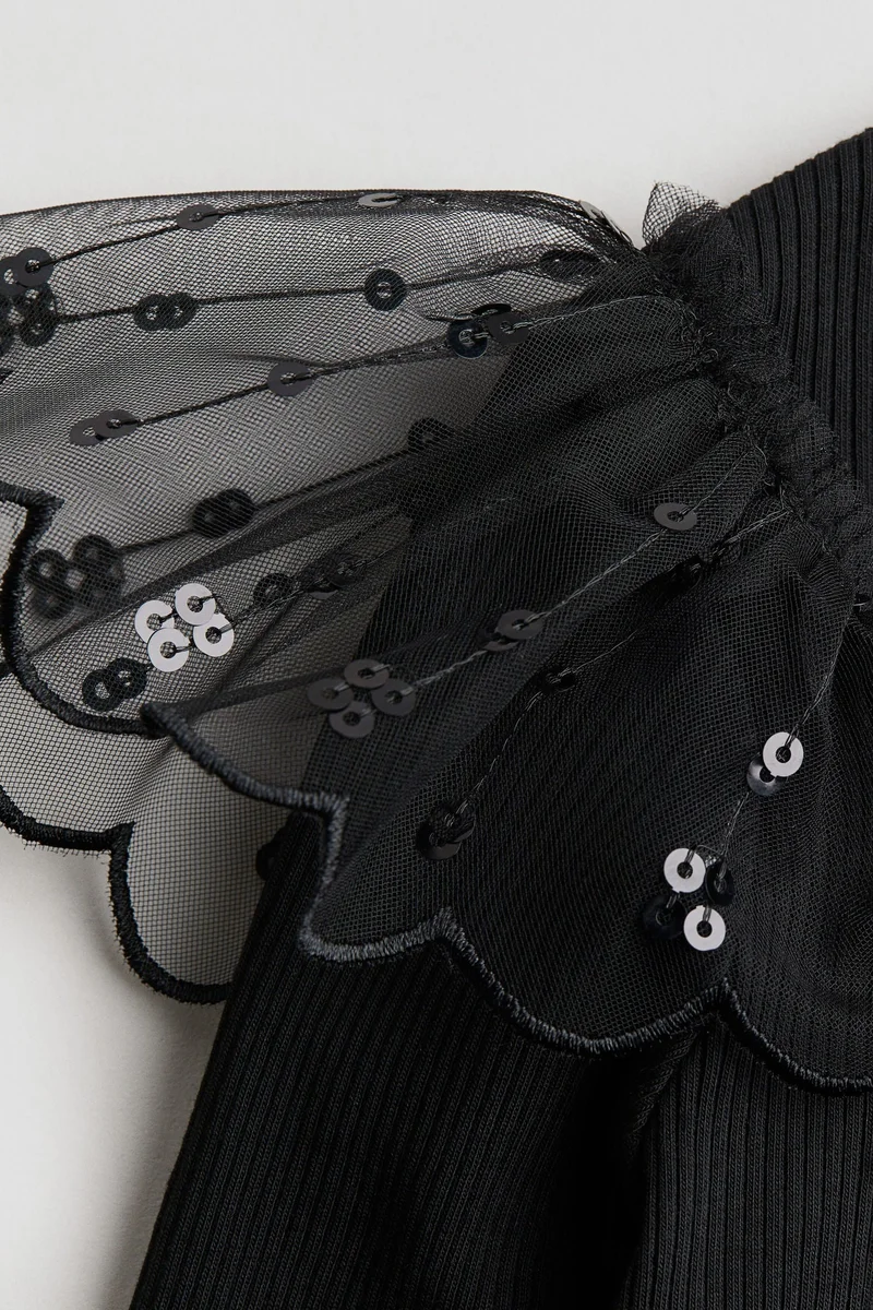 H&M Tulle-detail cotton top