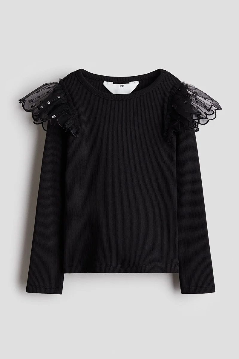 H&M Tulle-detail cotton top