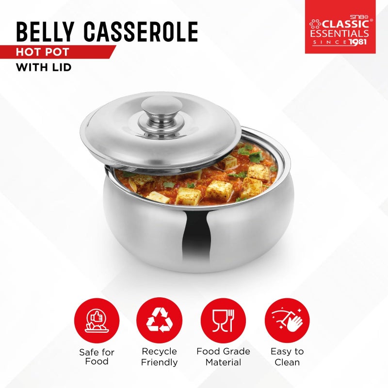 Classic Essentials Tripot Double Wall Insulated Belly Casserole Serve Casserole (3000 ml) - Image 4