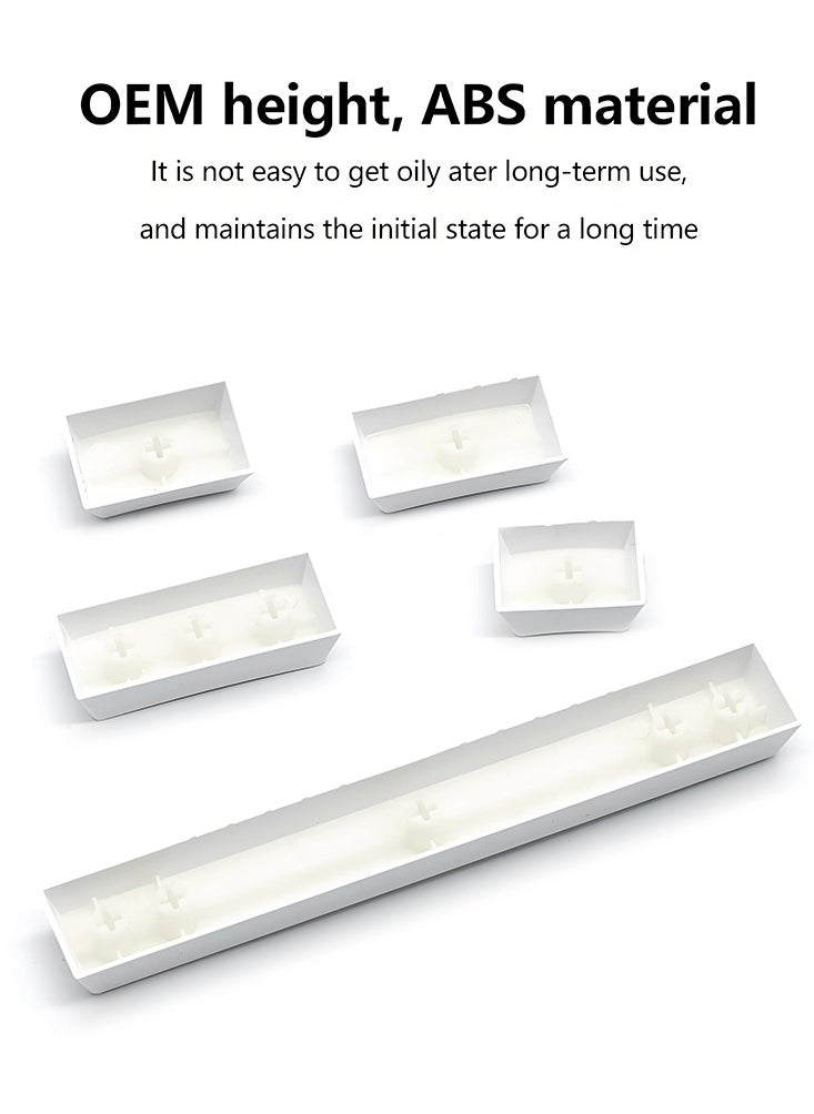 104-Key OEM White Arabic Keycap Set RGB Backlit Mechanical Keyboard Caps with Laser-Etched Bilingual Legends