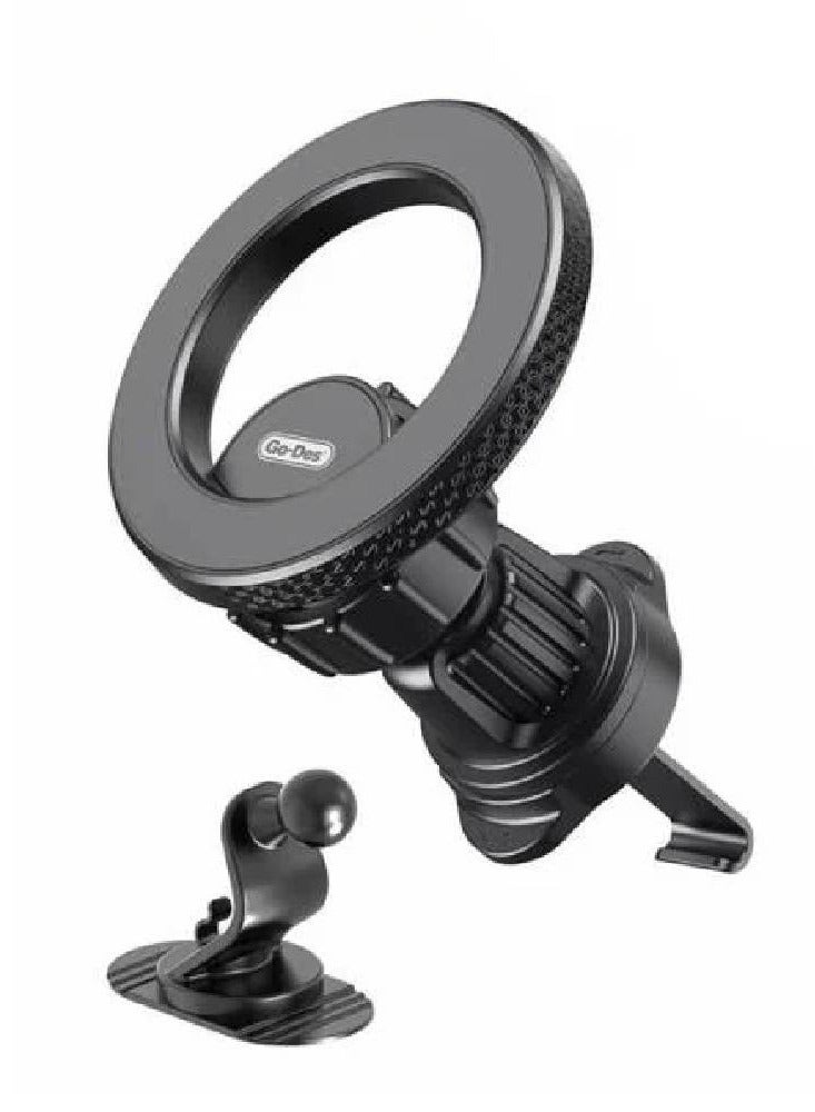 GO-DES Magnetic Car Holder Magsafe 360° Rotatable 2-in-1 Vent & Flat Floor Phone Mount - Image 1
