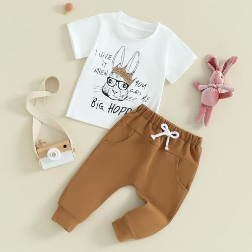 Gureui My First Easter Toddler Baby Boy Outfit 12-18 Months Crewneck Short Sleeve T-Shirt Top Pants Infant Summer Clothes - Image 3