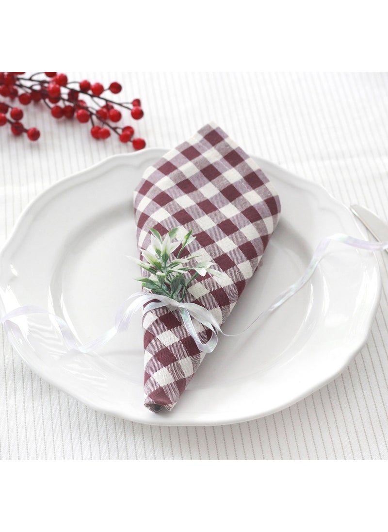 Claret red checkered fabric napkin, 40x40 cm 4 pieces