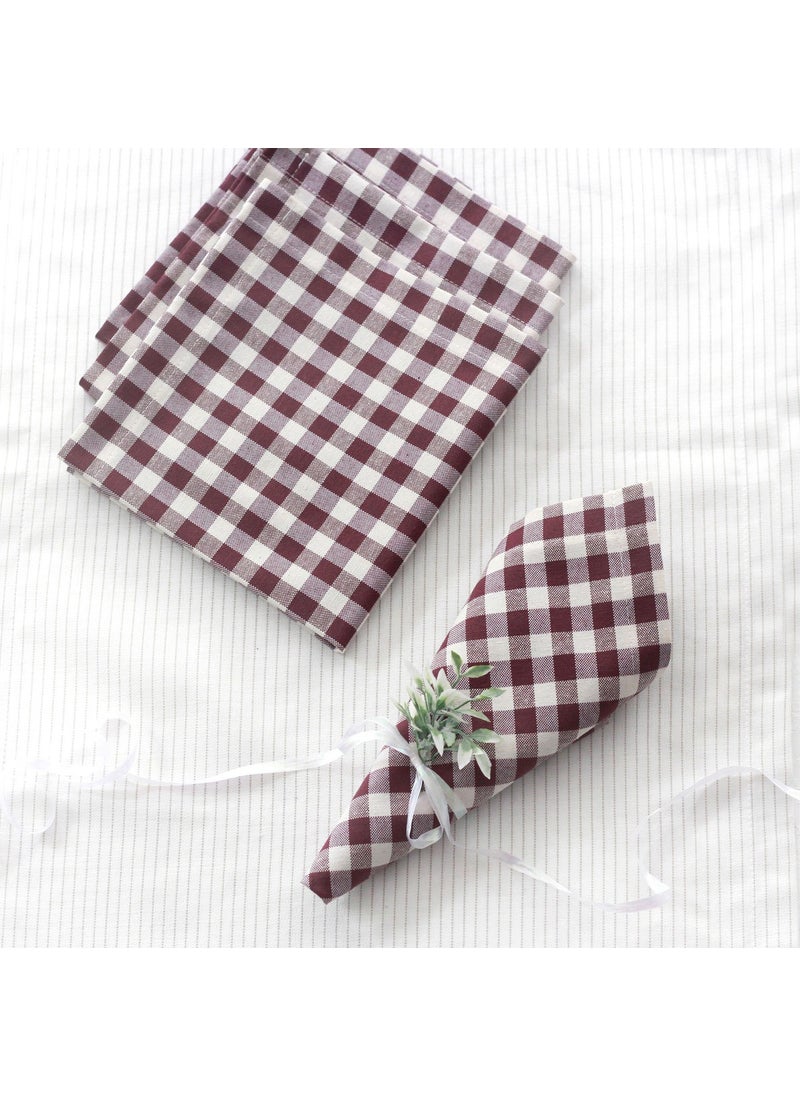 Claret red checkered fabric napkin, 40x40 cm 4 pieces