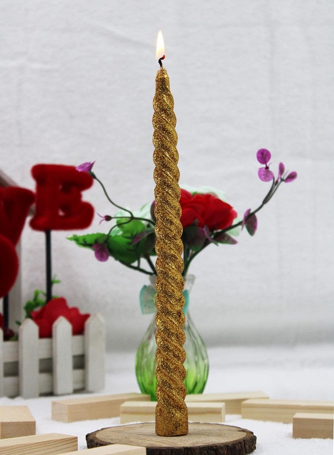 LUCES Paraffin Wax Gold Spiral Candles Stick Taper Smokeless Dripless Scented Twisted for Party Home Dinner Table Decor Set of 6 Burn Time 8 Hour - Image 3
