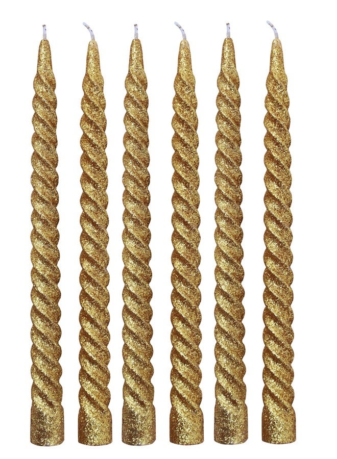 LUCES Paraffin Wax Gold Spiral Candles Stick Taper Smokeless Dripless Scented Twisted for Party Home Dinner Table Decor Set of 6 Burn Time 8 Hour - Image 1