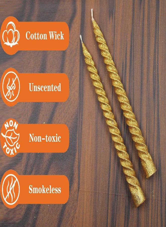 LUCES Paraffin Wax Gold Spiral Candles Stick Taper Smokeless Dripless Scented Twisted for Party Home Dinner Table Decor Set of 6 Burn Time 8 Hour - Image 4