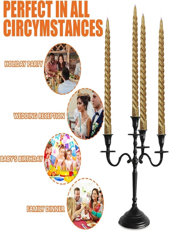 LUCES Paraffin Wax Gold Spiral Candles Stick Taper Smokeless Dripless Scented Twisted for Party Home Dinner Table Decor Set of 6 Burn Time 8 Hour - Image 5
