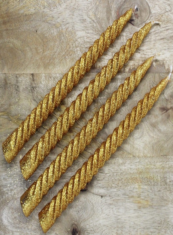 LUCES Paraffin Wax Gold Spiral Candles Stick Taper Smokeless Dripless Scented Twisted for Party Home Dinner Table Decor Set of 6 Burn Time 8 Hour - Image 2