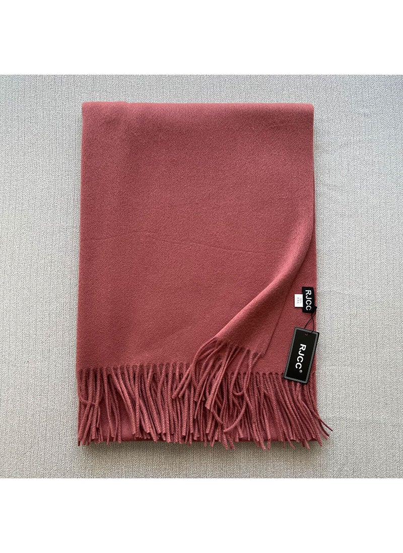 null - Rjcc Solid Wool Shawl Warm Tassel Wrap for Women Autumn Winter bean paste - Image 1