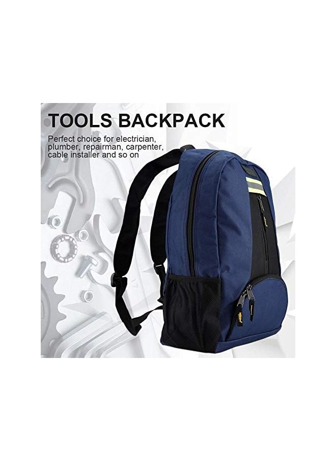 PROMASS promass Tools Backpack,1680D Oxford Cloth Fabric Waterproof Multi-pocket 15kg High Load Capacity Tools Backpack Wear-Resistant Bag for Electrician Plumber Repairman(Blue)  - Image 2