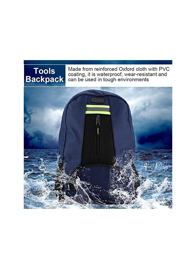 PROMASS promass Tools Backpack,1680D Oxford Cloth Fabric Waterproof Multi-pocket 15kg High Load Capacity Tools Backpack Wear-Resistant Bag for Electrician Plumber Repairman(Blue)  - Image 3