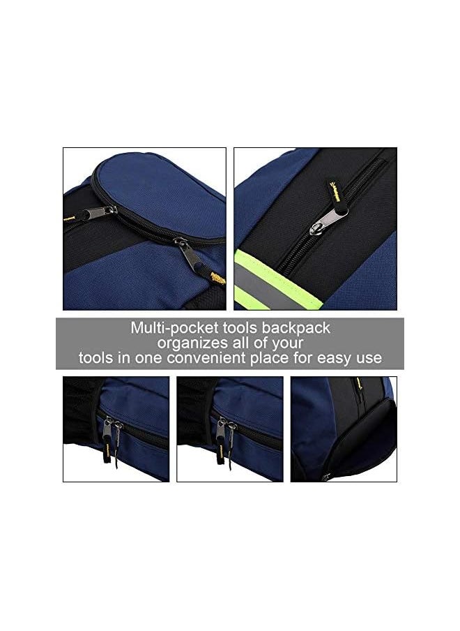 PROMASS promass Tools Backpack,1680D Oxford Cloth Fabric Waterproof Multi-pocket 15kg High Load Capacity Tools Backpack Wear-Resistant Bag for Electrician Plumber Repairman(Blue)  - Image 5
