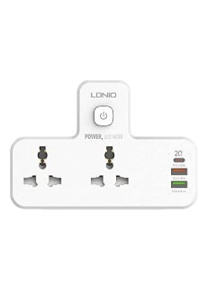 مقبس طاقة LDNIO مع مصباح ليلي (SC2311 20 وات) مع منفذ USB-C وفتحتين USB