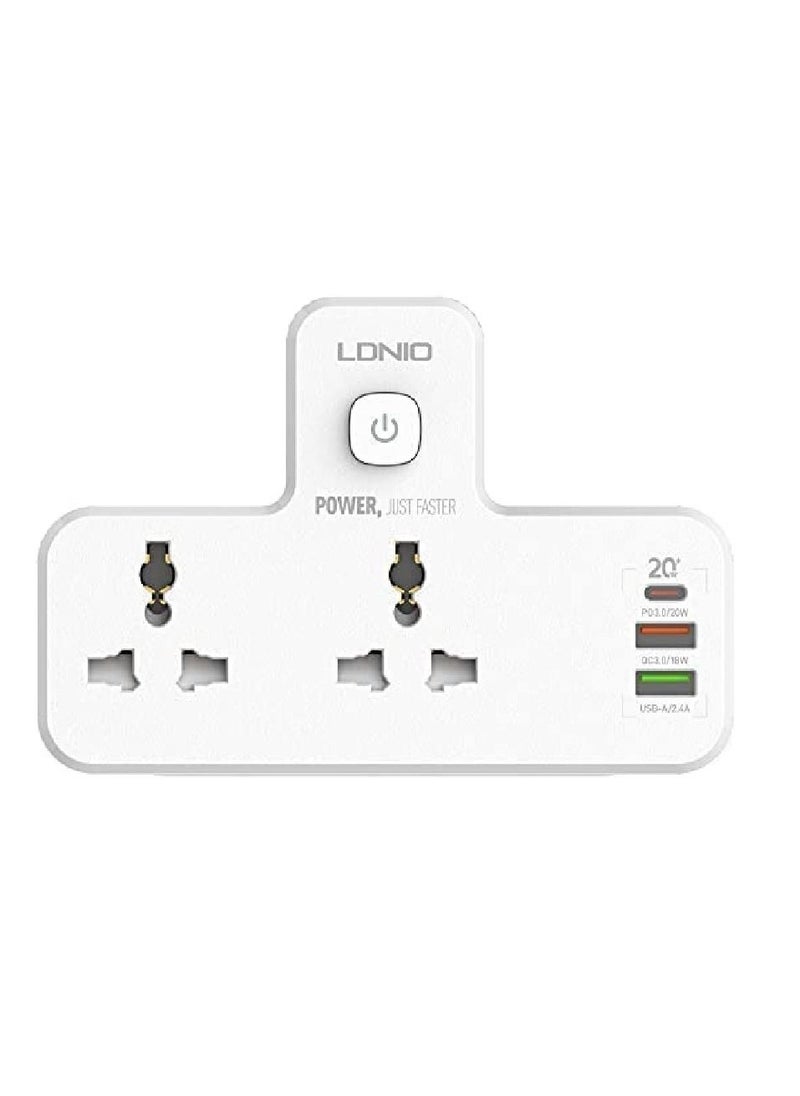 Ldino - مقبس طاقة LDNIO مع مصباح ليلي (SC2311 20 وات) مع منفذ USB-C وفتحتين USB - Image 1