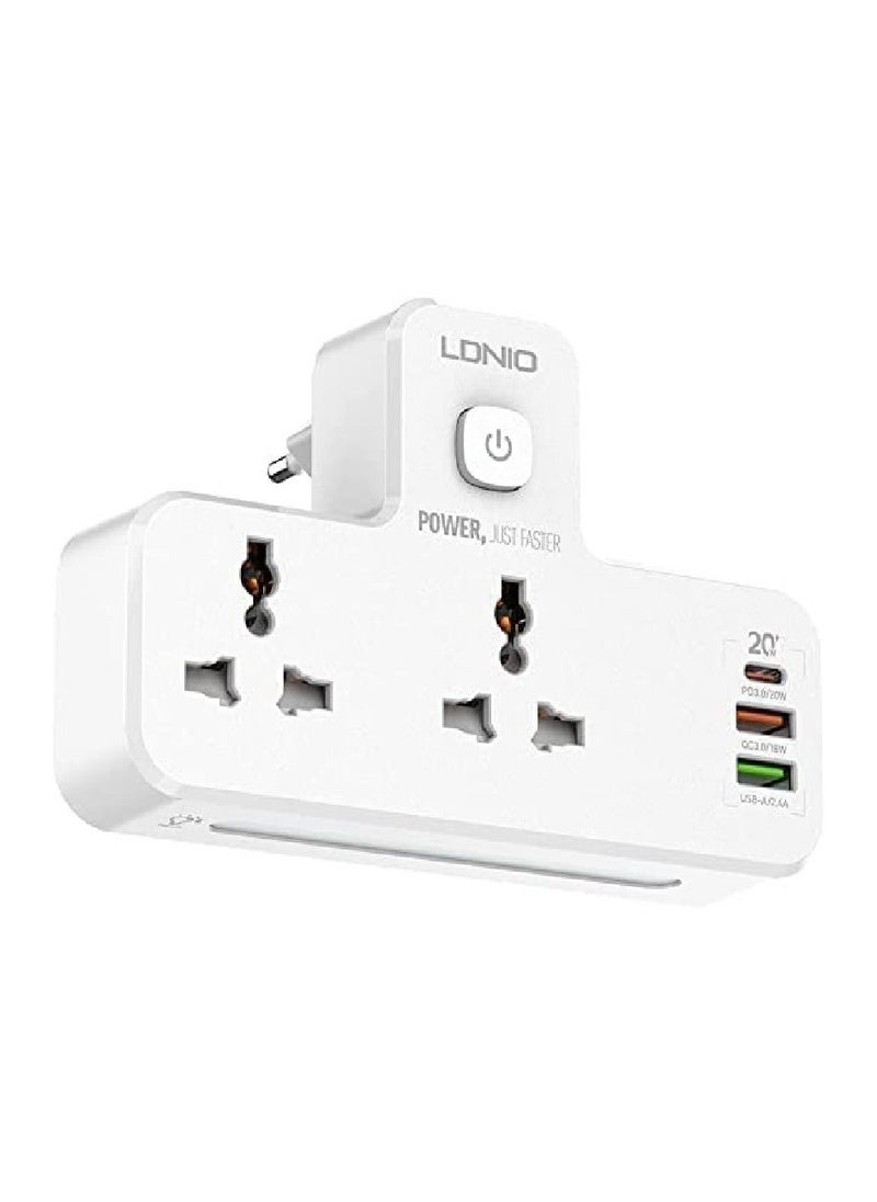 Ldino - مقبس طاقة LDNIO مع مصباح ليلي (SC2311 20 وات) مع منفذ USB-C وفتحتين USB - Image 1