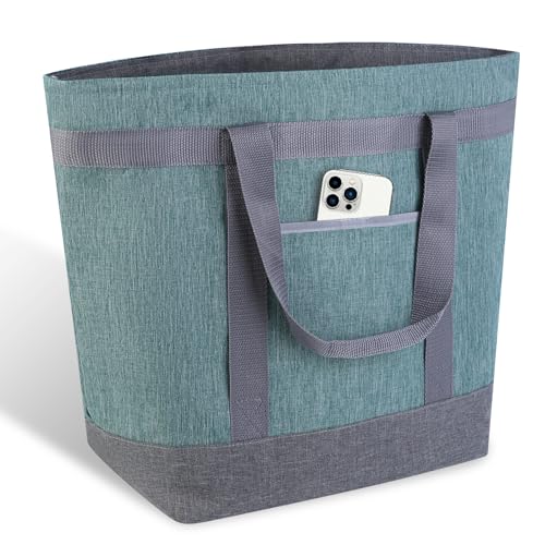 CIVJET Insulated Reusable Tote Bag for Grocery Shopping for WomenMen Waterproof Cooler Bags for TravelBeachPicnic PizzaFood Delivery Bag to Keep Food ColdHot for Catering Oxford Cloth Green - Image 1
