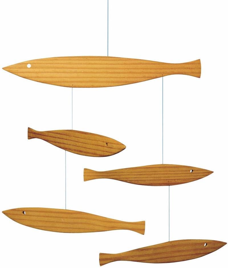 Flensted Mobiles Floating Fish Hanging Mobile  16 Inches  Pine  Handmade in Denmark by Flensted