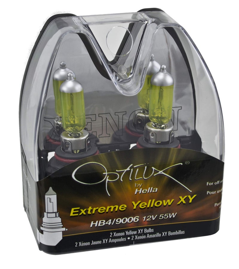 Hella H71070602 Optilux XY Series HB4 9006 Xenon Yellow Halogen Bulbs, 12V, 55W, 2 Pack