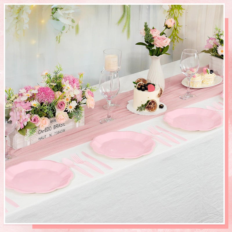 NatNarr 30 Pcs Pink Plates, 9 Inch Scalloped Pink Paper Plates Disposable Dinner Paper Plate Dessert Cake Party Plate for Easter Party, Wedding, Bridal Shower, Baby Shower, Mother's Day - Image 5