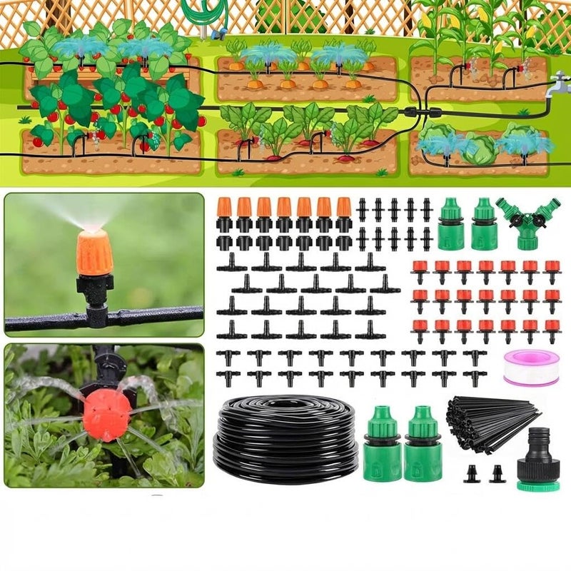 LIXINDEE 98 FT Drip Irrigation System Kit, Automatic Garden Watering System, 1/4" Blank Distribution Tubing Watering Drip Kit for Greenhouse, Lawn, Raised Bed, Micro Misting Plant Sprinkler System - Image 1