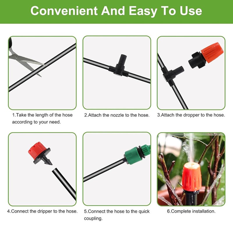 LIXINDEE 98 FT Drip Irrigation System Kit, Automatic Garden Watering System, 1/4" Blank Distribution Tubing Watering Drip Kit for Greenhouse, Lawn, Raised Bed, Micro Misting Plant Sprinkler System - Image 5