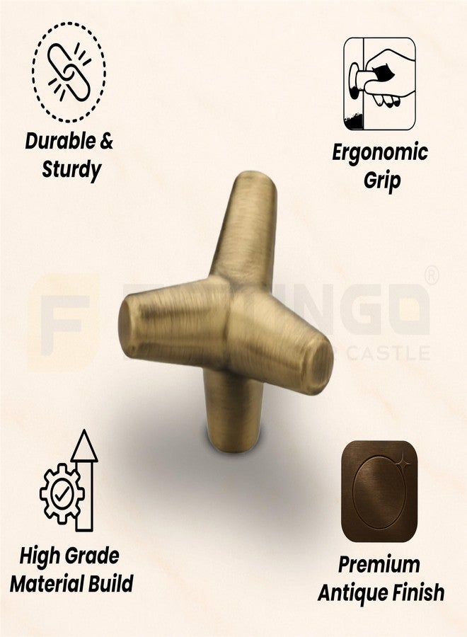 مقبض FITTINGO على شكل حرف Y للأدراج/مقابض وأزرار زخرفية/مقبض درج/مقابض أبواب للأدراج (سبائك الزنك/تشطيب نحاسي عتيق) عبوة من 6 قطع - Image 3