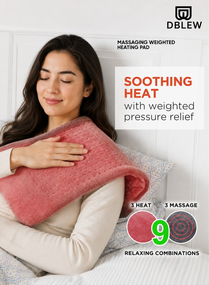 DBLEW Electric Heated Massaging Blanket Mattress Weighted Heating Therapy Pad Massager Vibrating Wrap Shawl For Neck Back Shoulder Hip Waist Lumbar Tummy Ankle Muscles Whole Body Pain Relief and Relaxation - Image 1