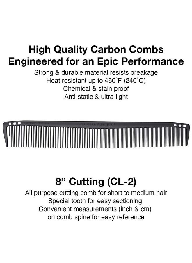 Olivia Garden - Livia Garden Carbonlite 8.5" Cutting Comb Made Of Carbon Ultralight High Heat Resistant Durable And Antistatic - Image 1