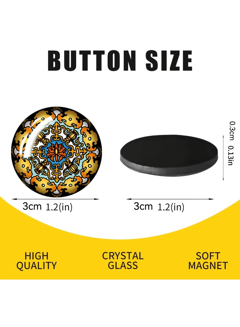 None/Brand 30Pcs Fridge Magnets Decorative Glass Gemstone Magnets with Black Mandala Pattern 3D Magnets for Home Office Refrigerator Cabinet Magnetic Whiteboard Dry Erase Board - Image 3