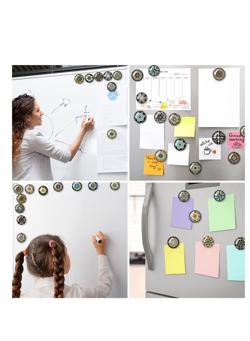 None/Brand 30Pcs Fridge Magnets Decorative Glass Gemstone Magnets with Black Mandala Pattern 3D Magnets for Home Office Refrigerator Cabinet Magnetic Whiteboard Dry Erase Board - Image 5