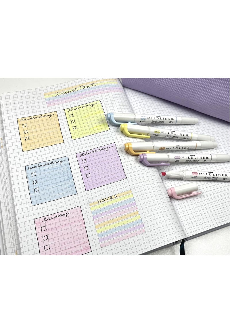 Zebra Pen Mildliner Double Ended Highlighter Set, Chisel and Bullet Point Tips, Assorted Gentle Ink Colors, 5-Pack - Image 4