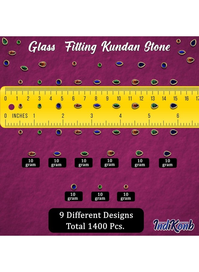 إنديكونب مجموعة أحجار كوندان متعددة الألوان من INDIKONB - أحجار لامعة مناسبة للزجاج للحرف اليدوية والتطريز والمشاريع المنزلية (متعددة الألوان 2) - Image 2