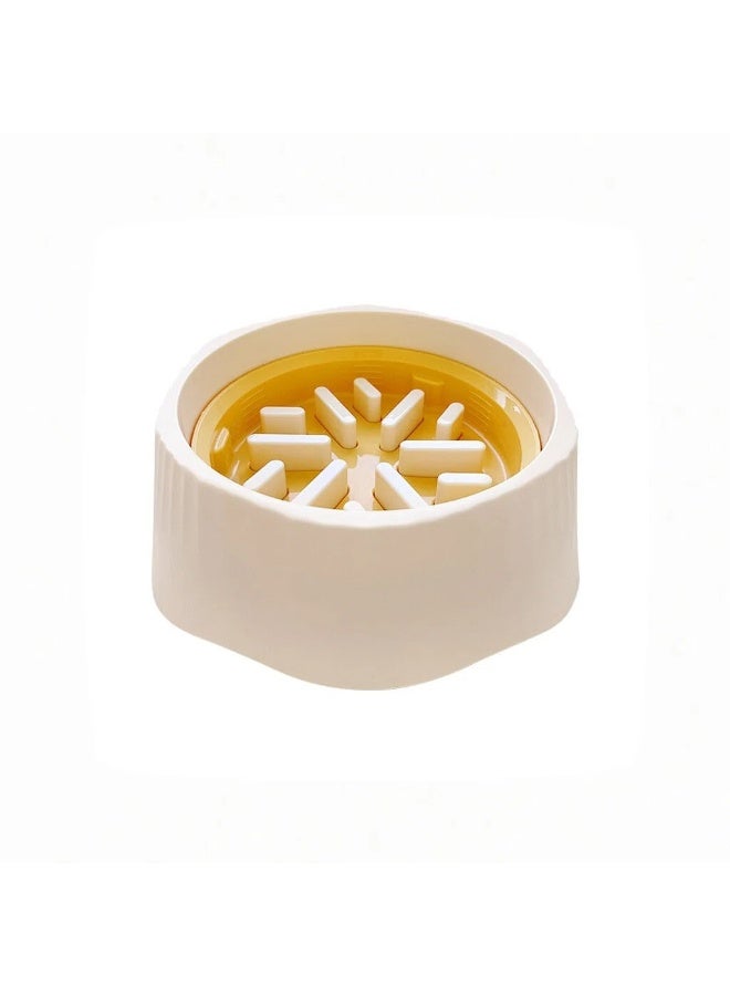 EPET 2-in-1 Pet Slow Feeder Dog Bowl & Regular Food Dish - Adjustable Anti-Gulping Bloat Stop Interactive Puzzle Bowl for Fast Eaters - BPA-Free Plastic (White) - Image 1