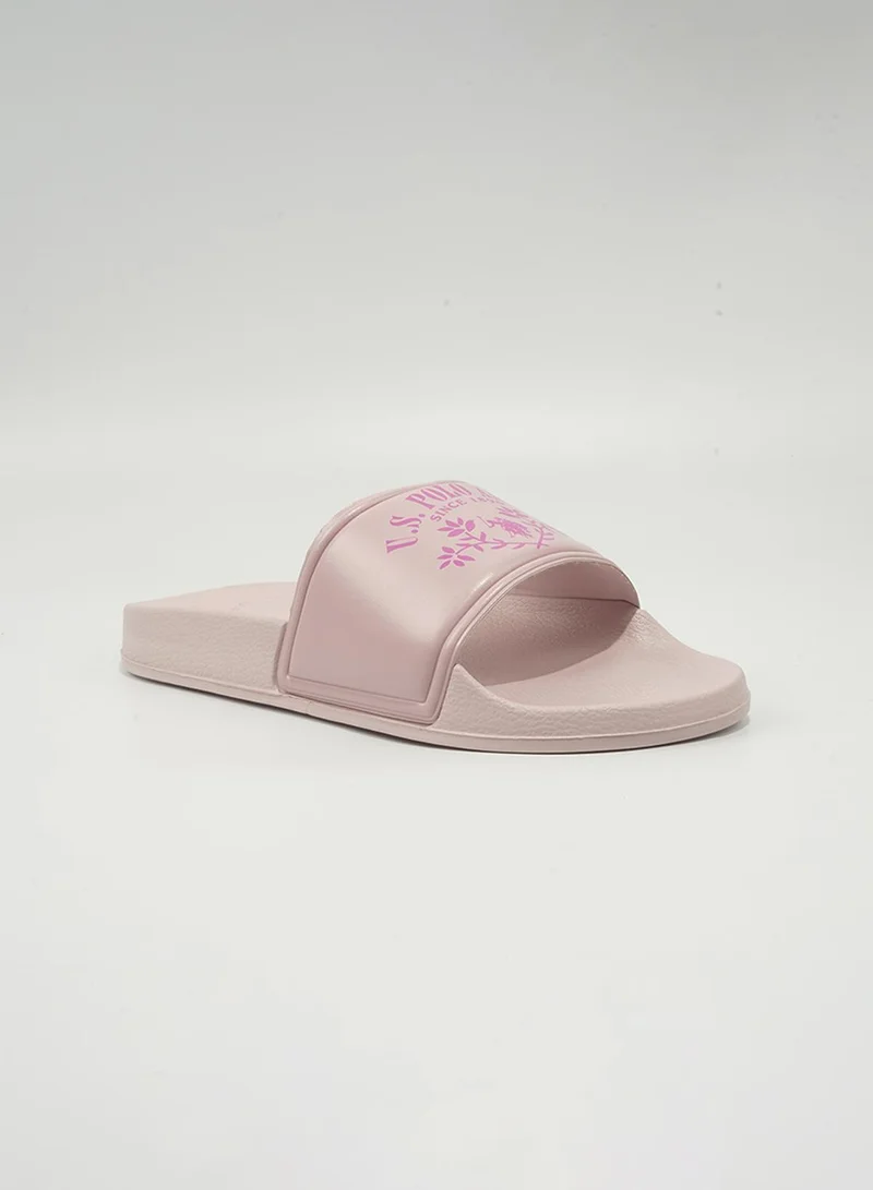 U.S. Polo Assn. Melom Women's Slip-On Comfortable Casual Everyday Slide Sandals - Powder