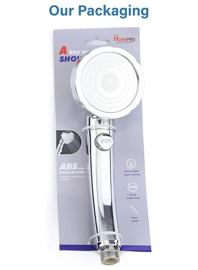 Home Pro Home Pro Handheld Shower Head High Pressure Water Saving Shower Head High Pressure 3 Spray Settings Shower Head Easy Cleaning Nozzles Chrome Finish  - Image 3