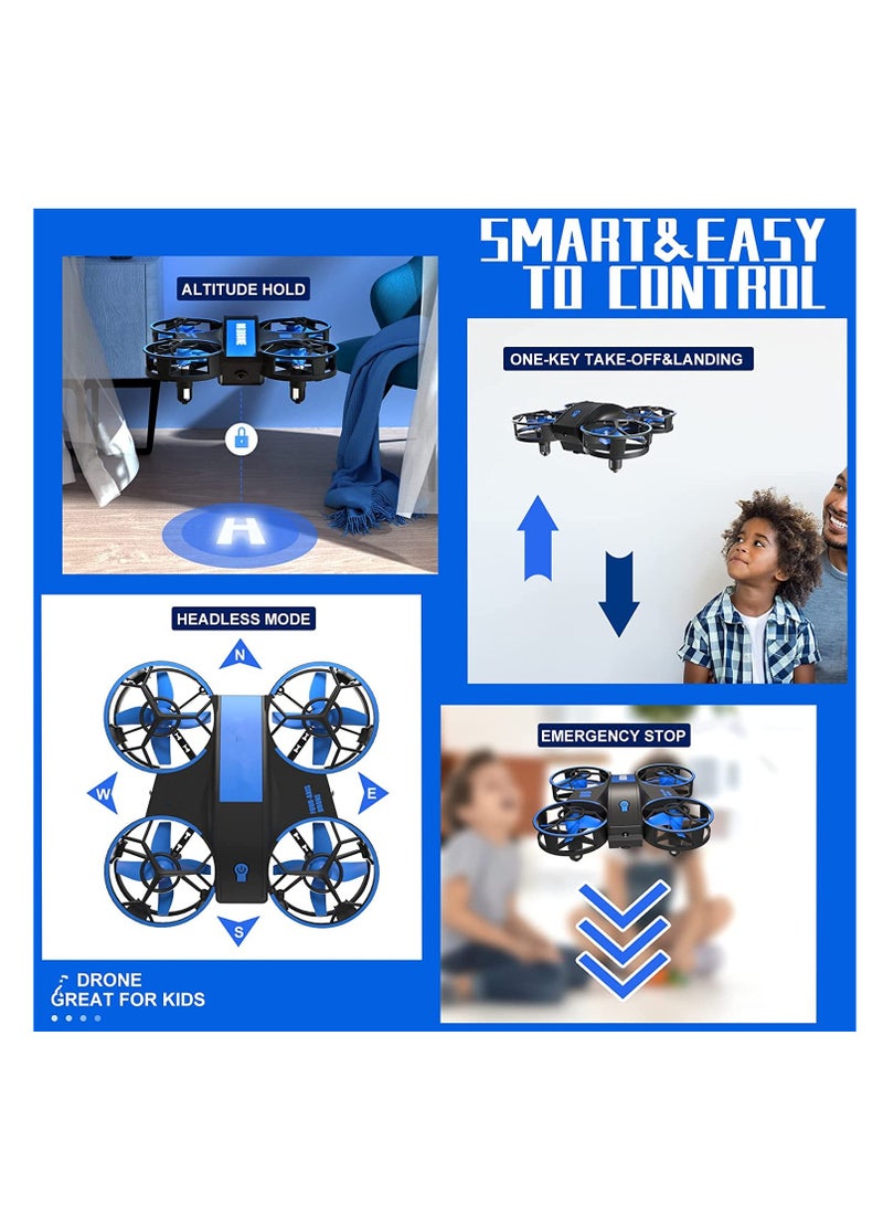 طائرة بدون طيار صغيرة للأطفال والمبتدئين - طائرة هليكوبتر كوادكوبتر بجهاز تحكم عن بعد مع قلب ثلاثي الأبعاد ، وتحوم تلقائي ، ووضع بدون رأس ، و 3 بطاريات ، أفضل لعبة هدية للأولاد والبنات - Image 3