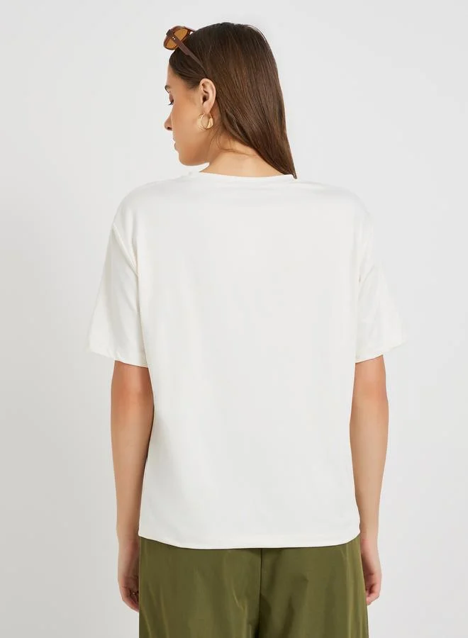 Take Two Take Two Slogan Print Round Neck T-Shirt