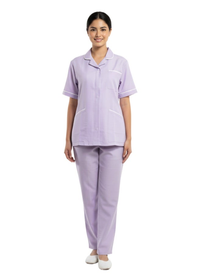 Short-sleeved work suit - light purple - Image 1
