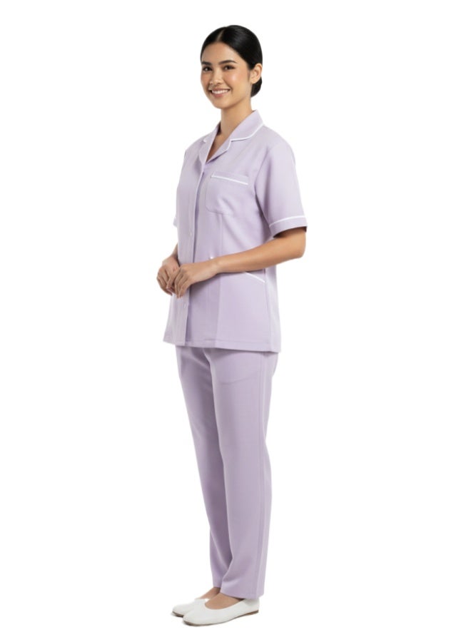 Short-sleeved work suit - light purple - Image 2
