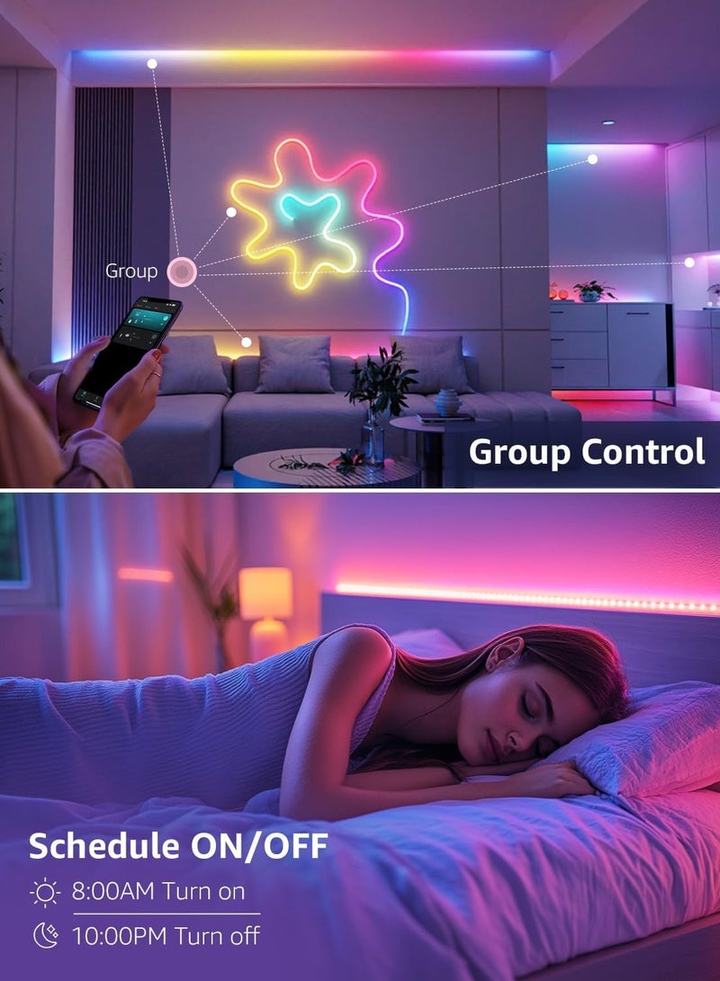Lepro S1 AI Smart Rainbow LED Strip Light 5M, 30 LEDs/M, Music Sync, Works  & Google Home, WiFi Bluetooth App Voice Control, AI Lighting Design Assistant, MagicColor LED Lights for Bedroom - Image 2