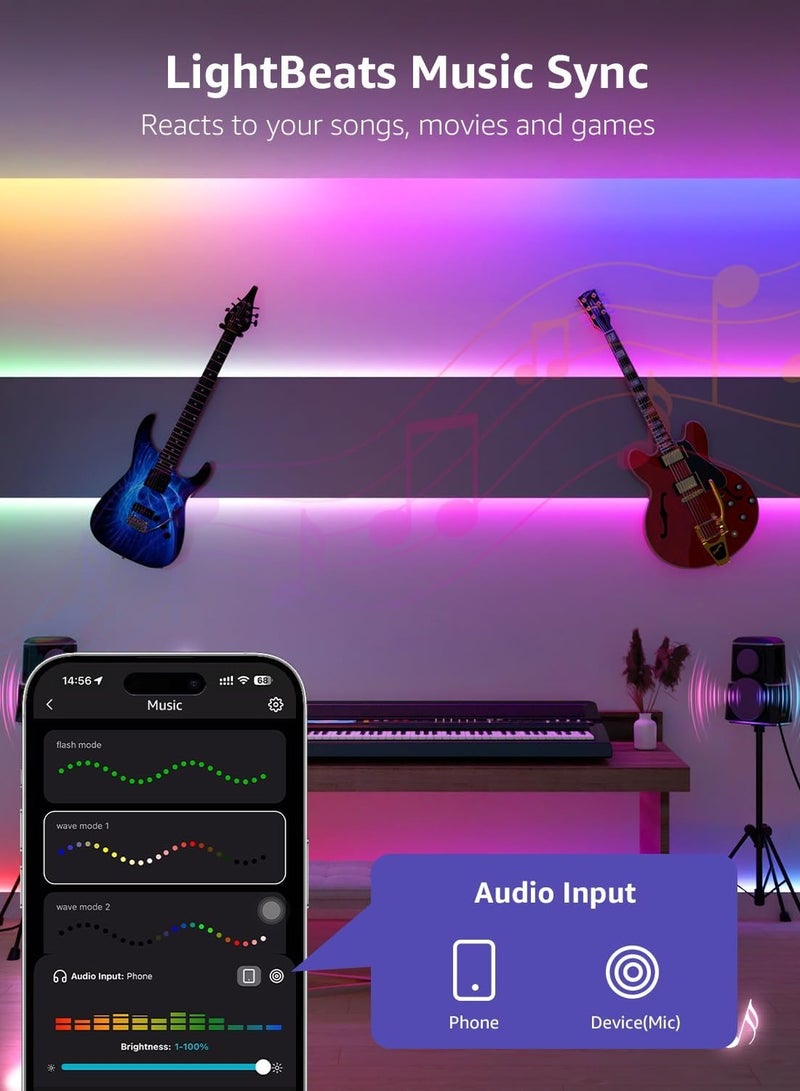 Lepro S1 AI Smart Rainbow LED Strip Light 5M, 30 LEDs/M, Music Sync, Works  & Google Home, WiFi Bluetooth App Voice Control, AI Lighting Design Assistant, MagicColor LED Lights for Bedroom - Image 5