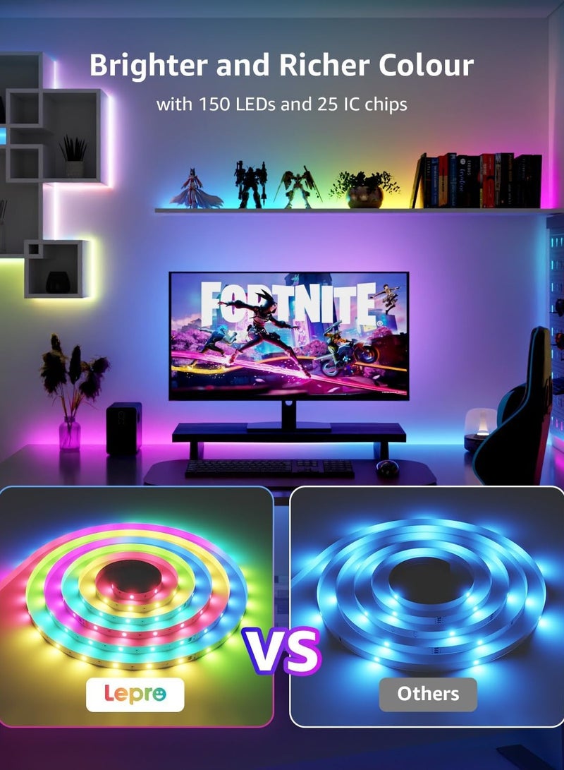 Lepro S1 AI Smart Rainbow LED Strip Light 5M, 30 LEDs/M, Music Sync, Works  & Google Home, WiFi Bluetooth App Voice Control, AI Lighting Design Assistant, MagicColor LED Lights for Bedroom - Image 4